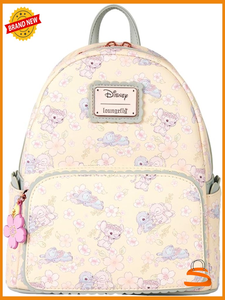 Disney Stitch Cherry Blossom Mini Backpack Vegan Leather